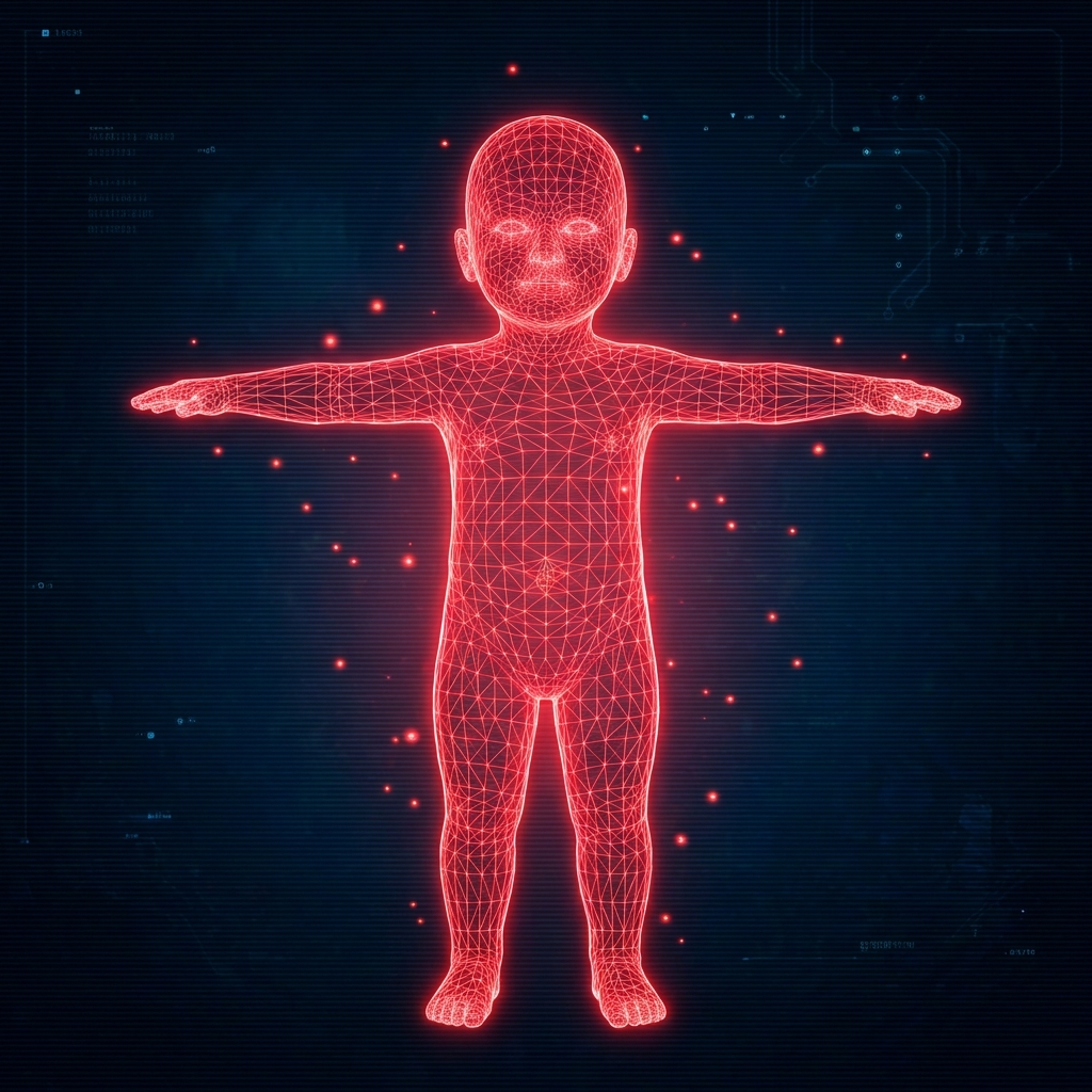 Wireframe holographic baby scan